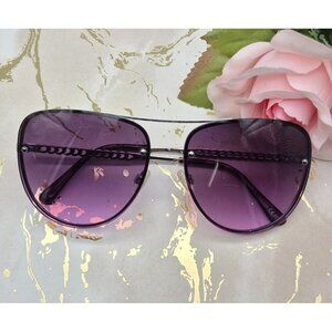 Vince Camuto VC954 SLV Rimless Navigator Sunglasses Silver Purple Lens